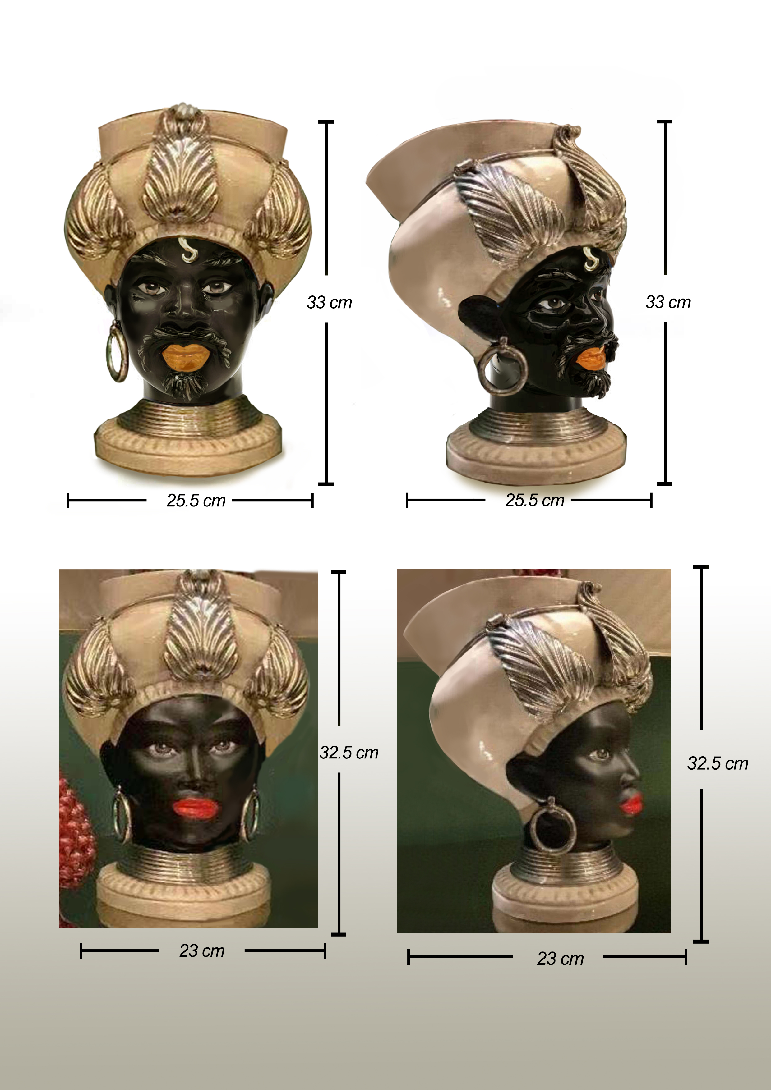 Sicilian Moor heads decorated in Caltagirone ceramic effect