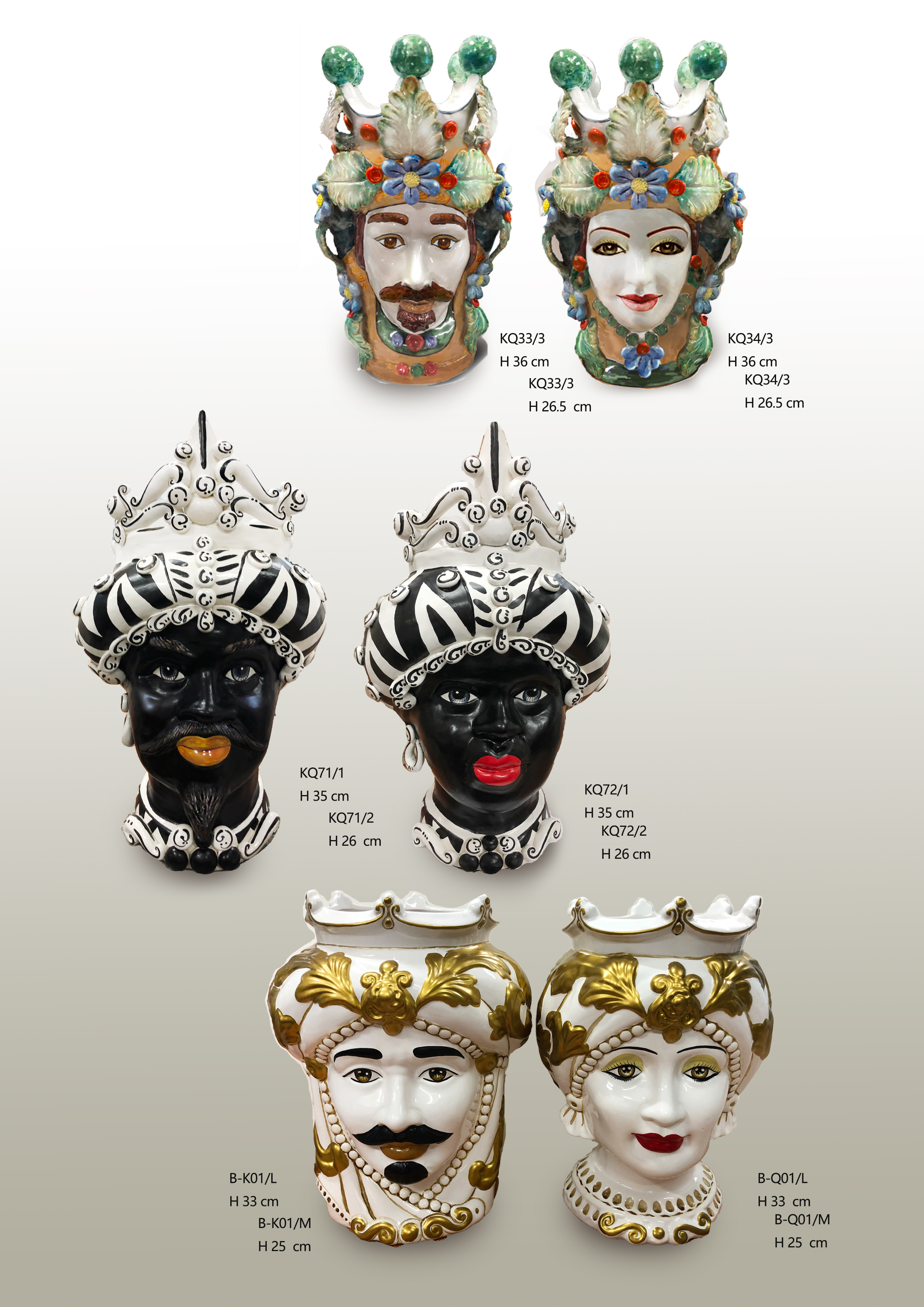 Sicilian Moor heads decorated in Caltagirone ceramic effect