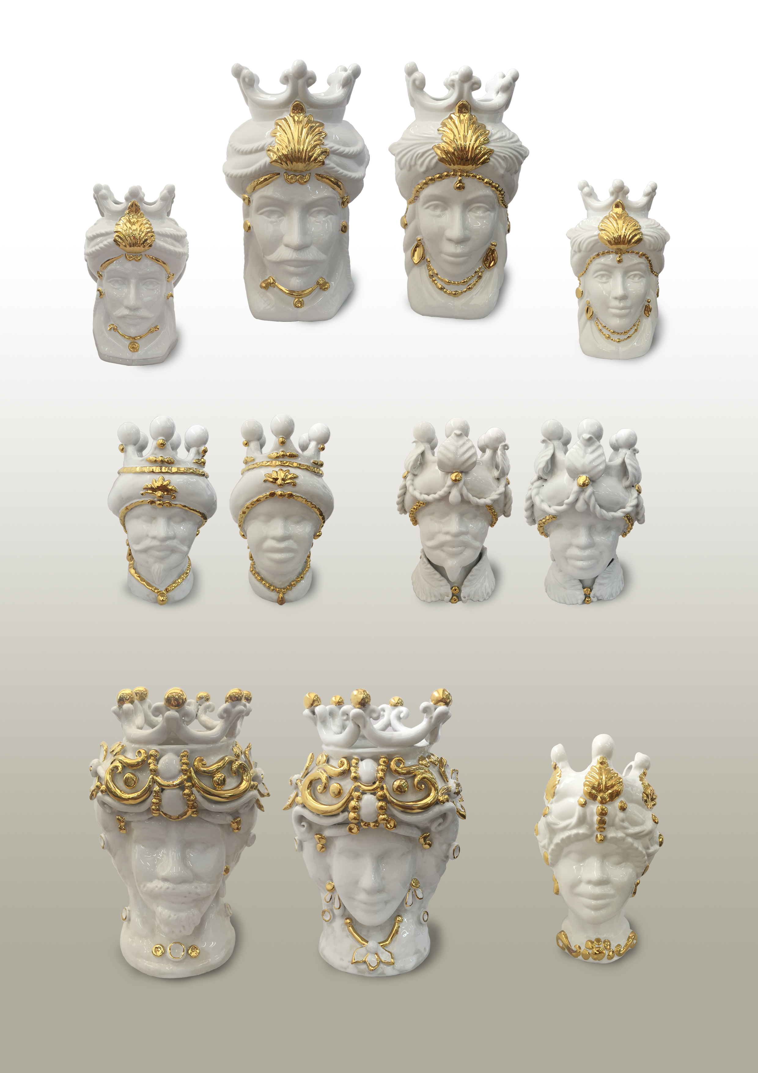 Sicilian Moor heads decorated in Caltagirone ceramic effect