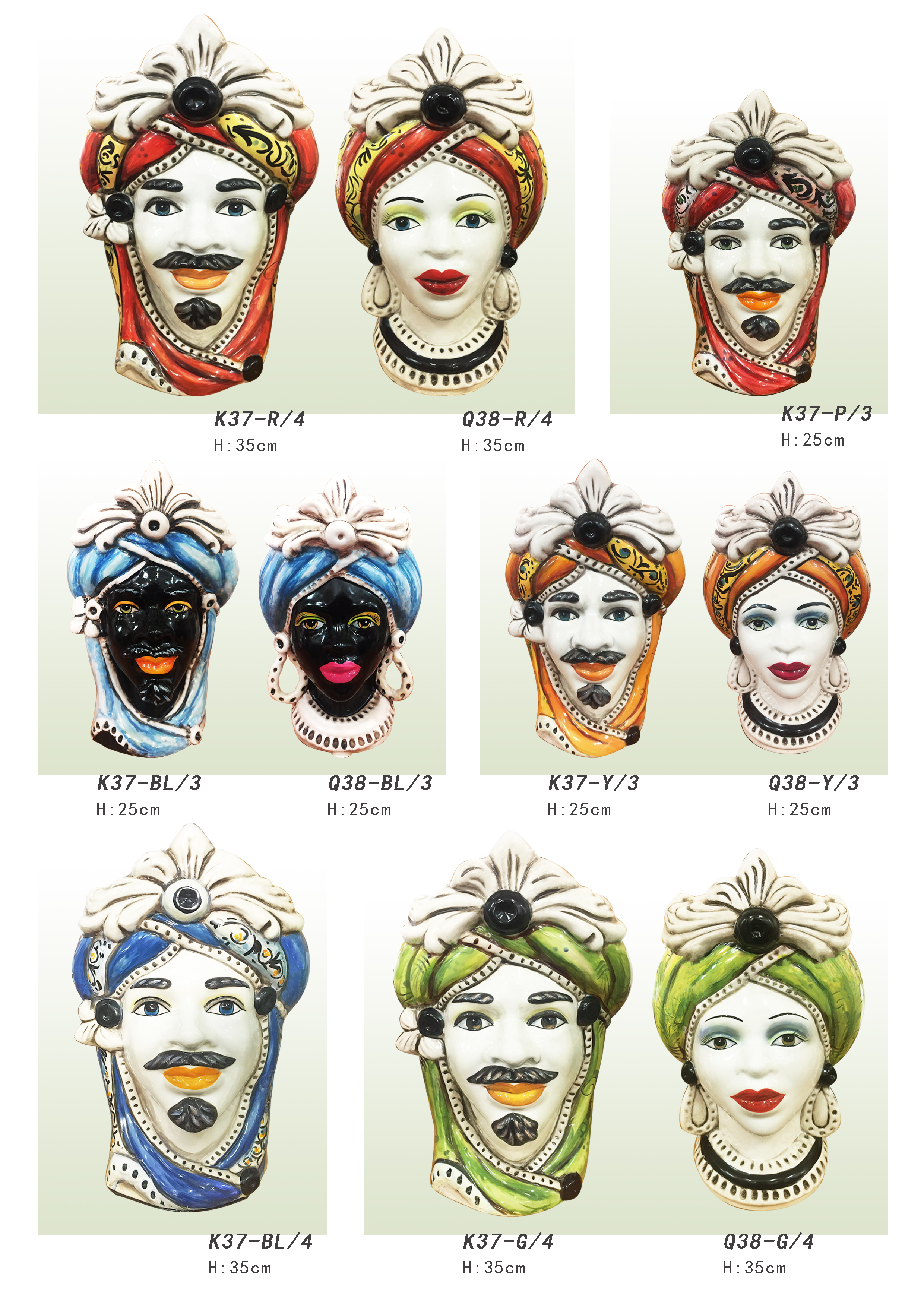 Sicilian Moor heads decorated in Caltagirone ceramic effect