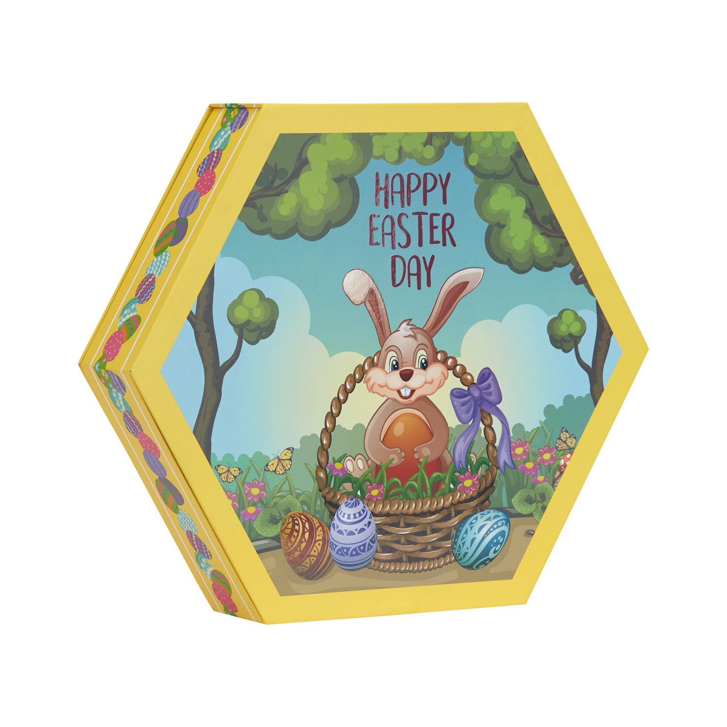 Custom Chocolate Cookie Mooncake Food Gift Set Hexagon Bunny Gift Paper Packaging Box for Easter Day