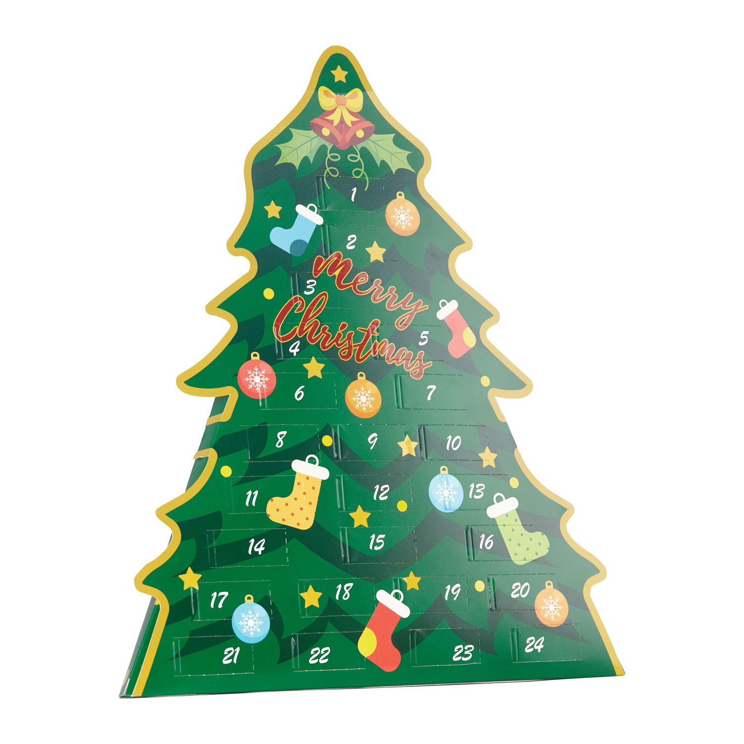 Christmas Tree Shape Advent Calendar Paper Gift Box for Chocolate & Toy & Jewelry