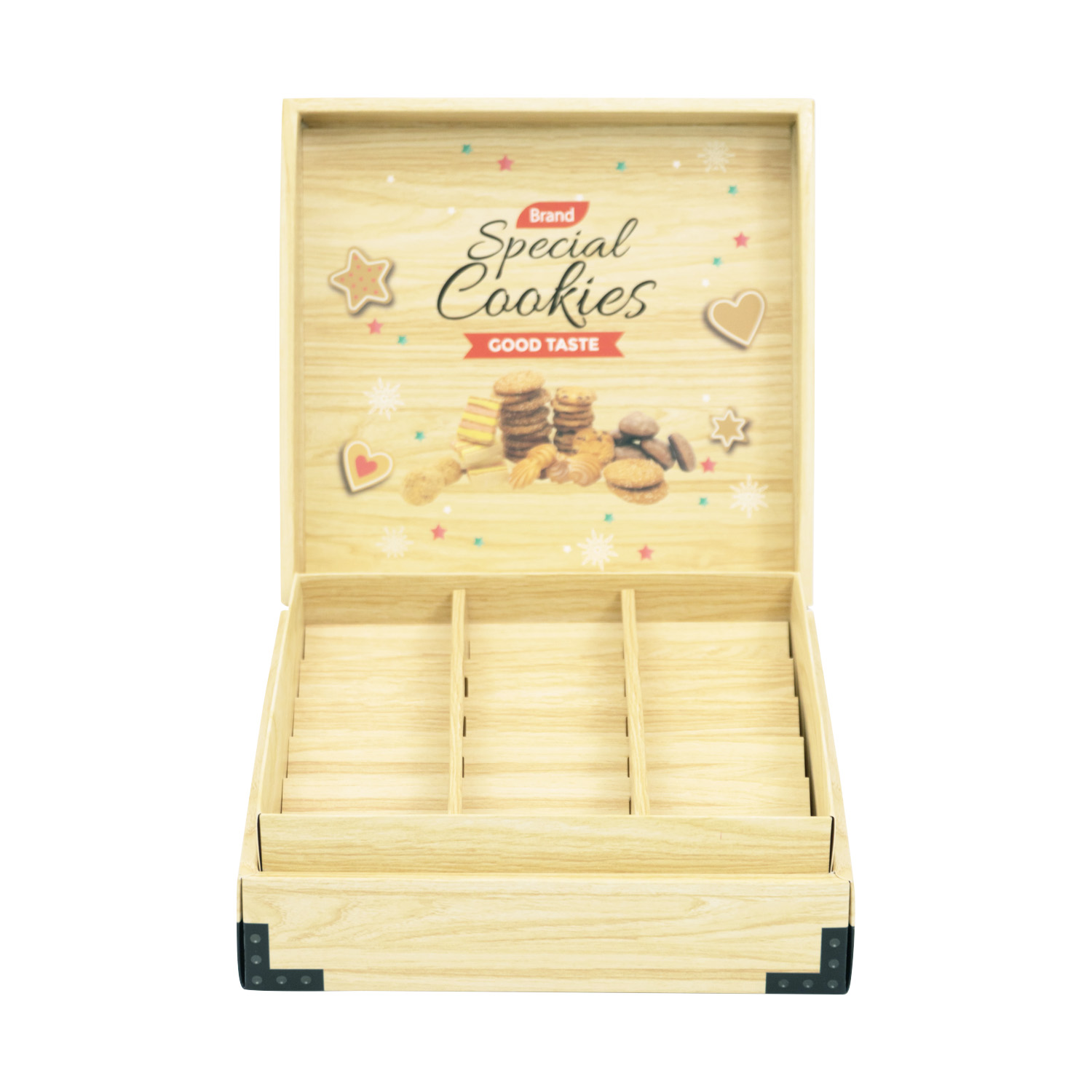 Wholesale Wooden Like Creative Design Paper Gift Food Packaging Food Grade Cookie Candy Folding Box