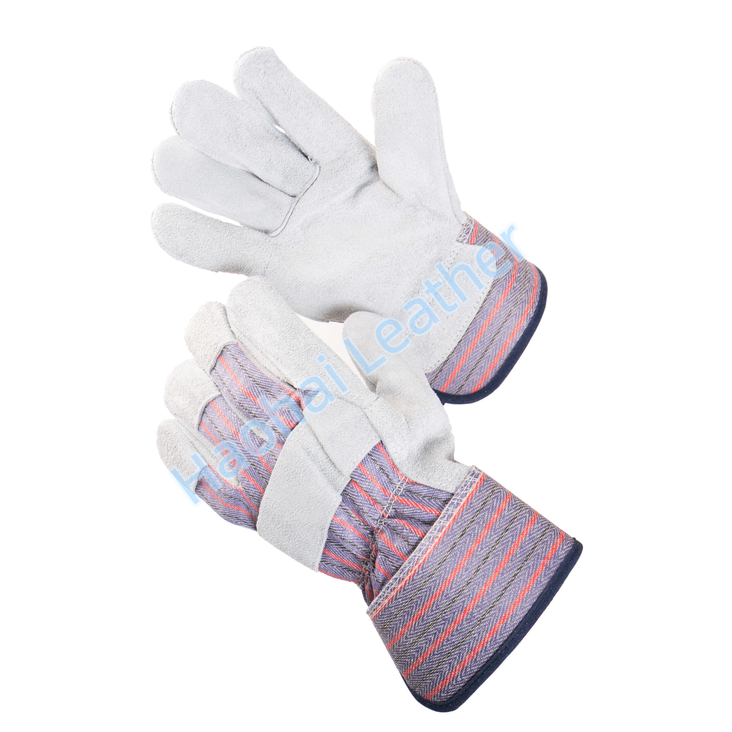 Wholesale competitive price grey color cow split leather hand safety gloves