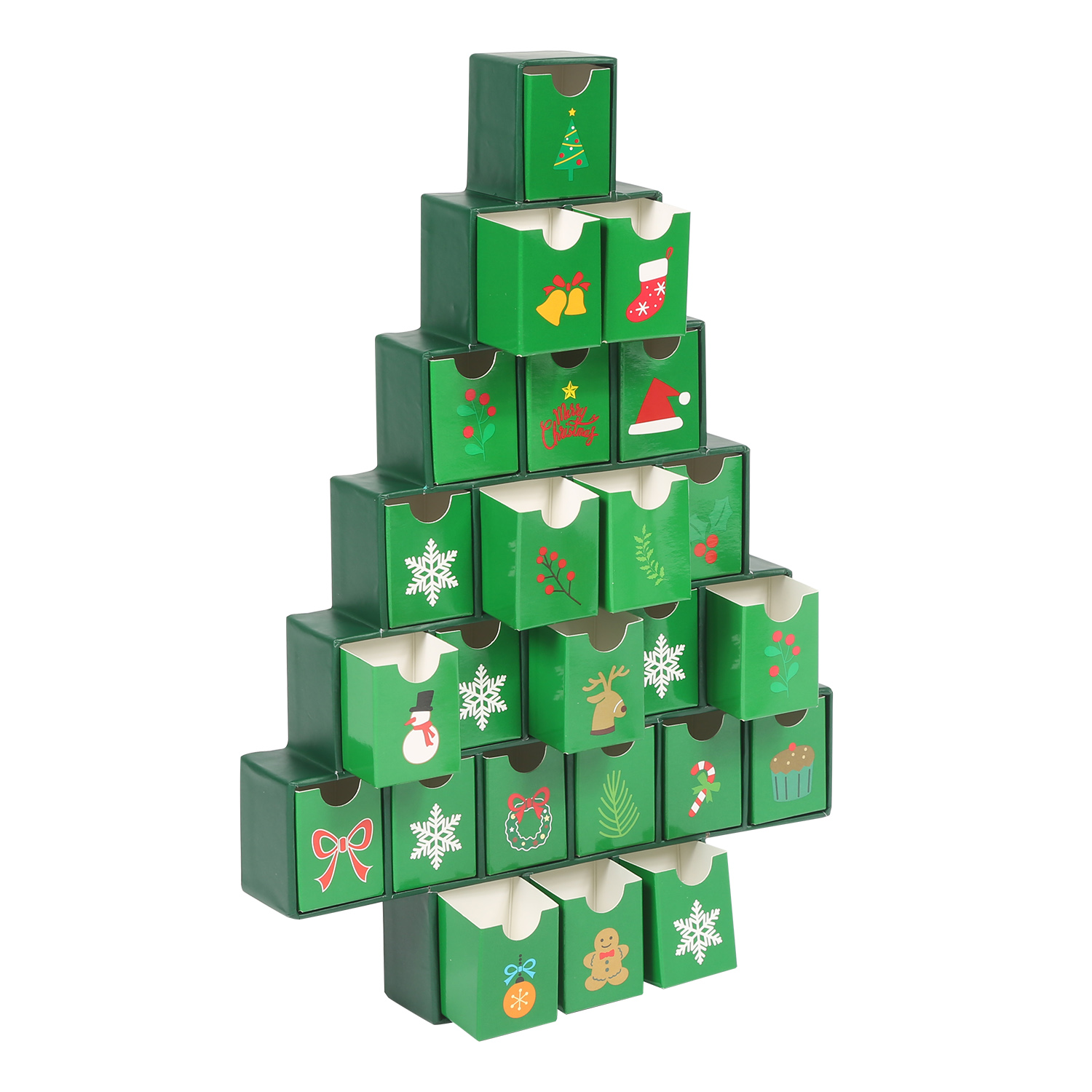 Tree Shape Christmas Special Paper Gift Packaging Boxes Advent Calendar Cardboard Rigid Hard Box