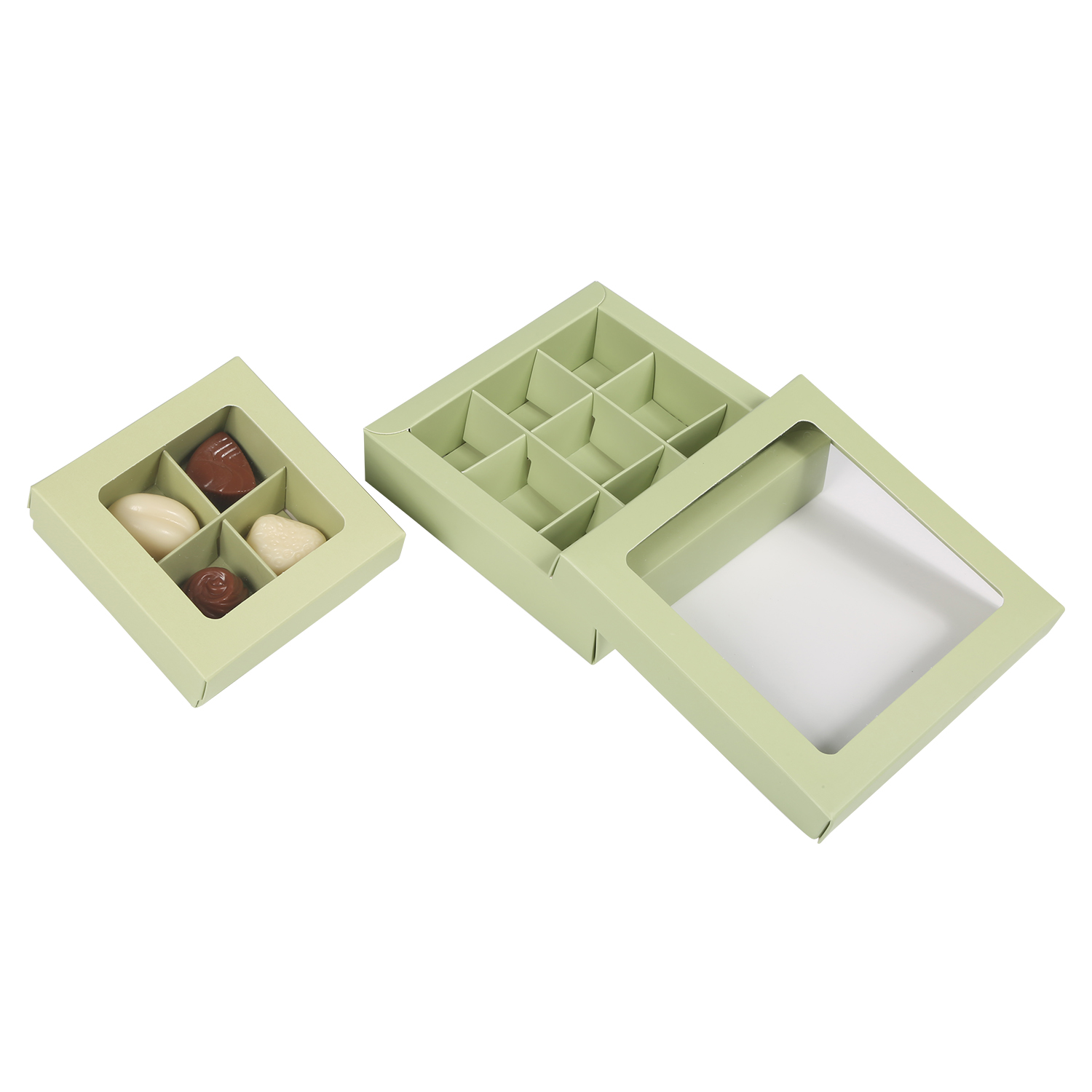 Wholesale Chocolate Box for 9pcs Lid and Bottom Box with Clear Window