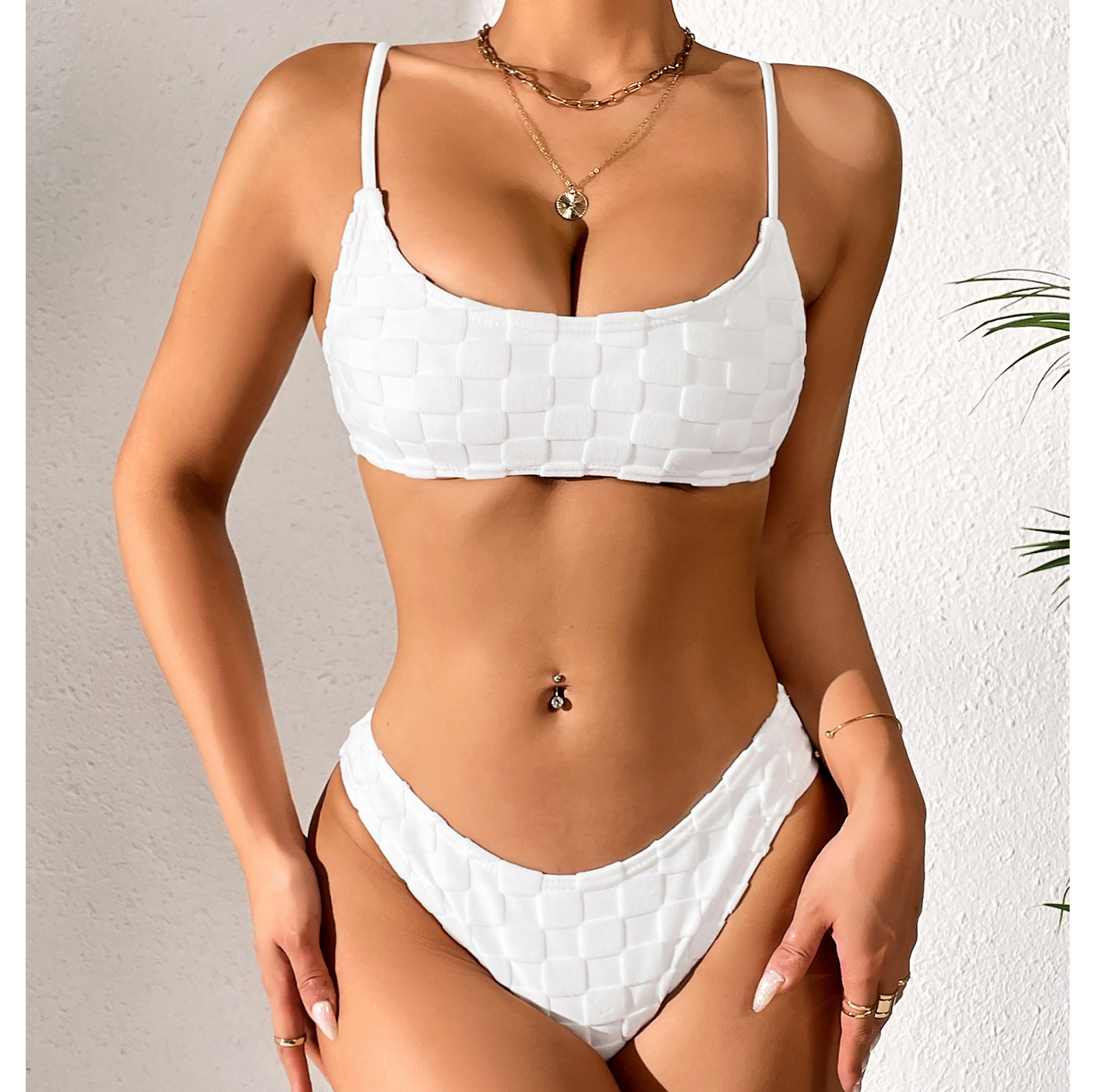 GZXL-ZC033 New style women's swimwear split bikini suit solic color sexy bathing suit