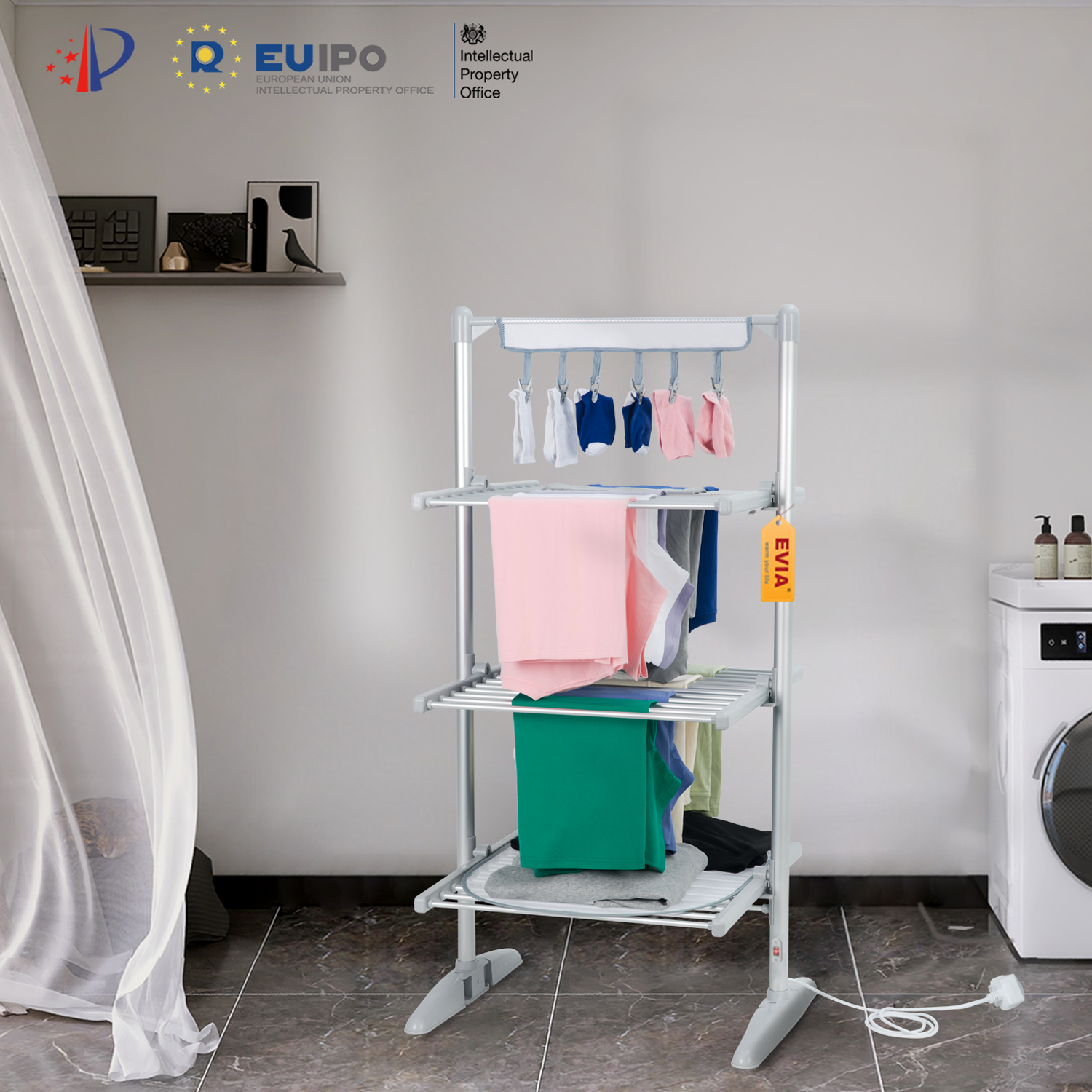 EVIA 3 Tier Electric Heated Clothes Dryer Rack Folding Clothes Airer