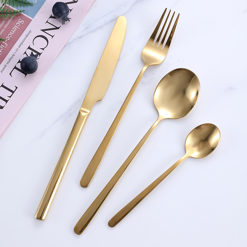Stainless steel flatware knife spoon fork golden spoon fork
