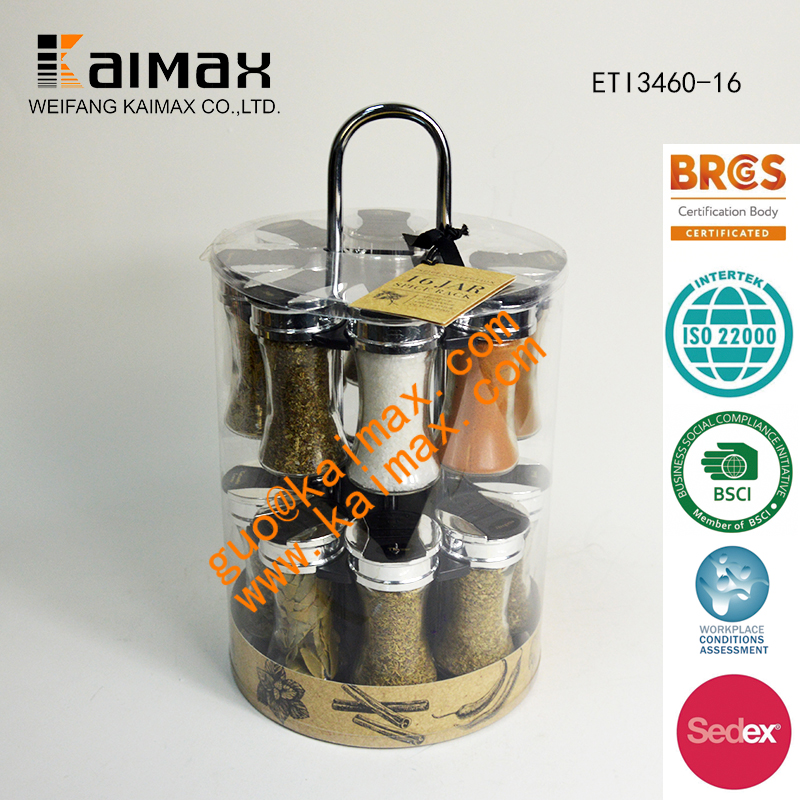 Kaimax 16pc Revolving Daisy Spice Jar Rack
