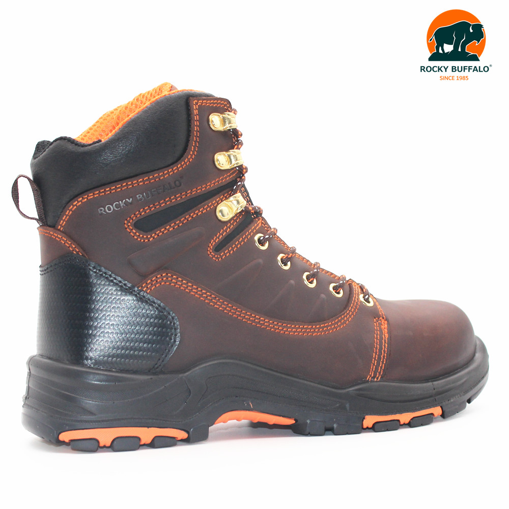 Rocky Buffalo New Design S3 First Layer Cowbark Safety Shoes With Anti-smashing Steel Toe