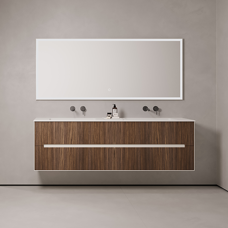 Customized Size Modern Style Bathroom Cabinets Painting Solid Plywood Storage Cabinets Walnut Vanity