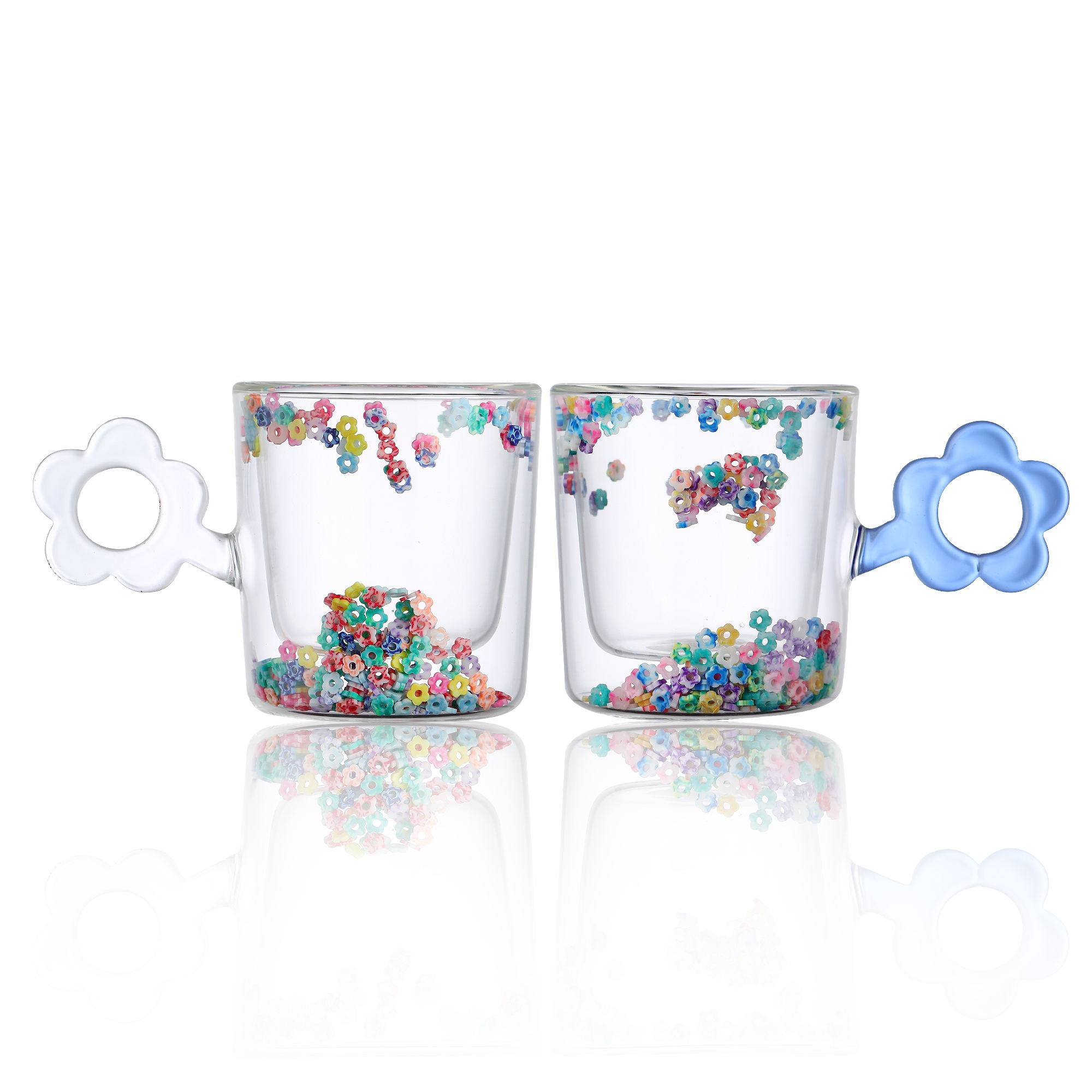 Double cup with flower handle