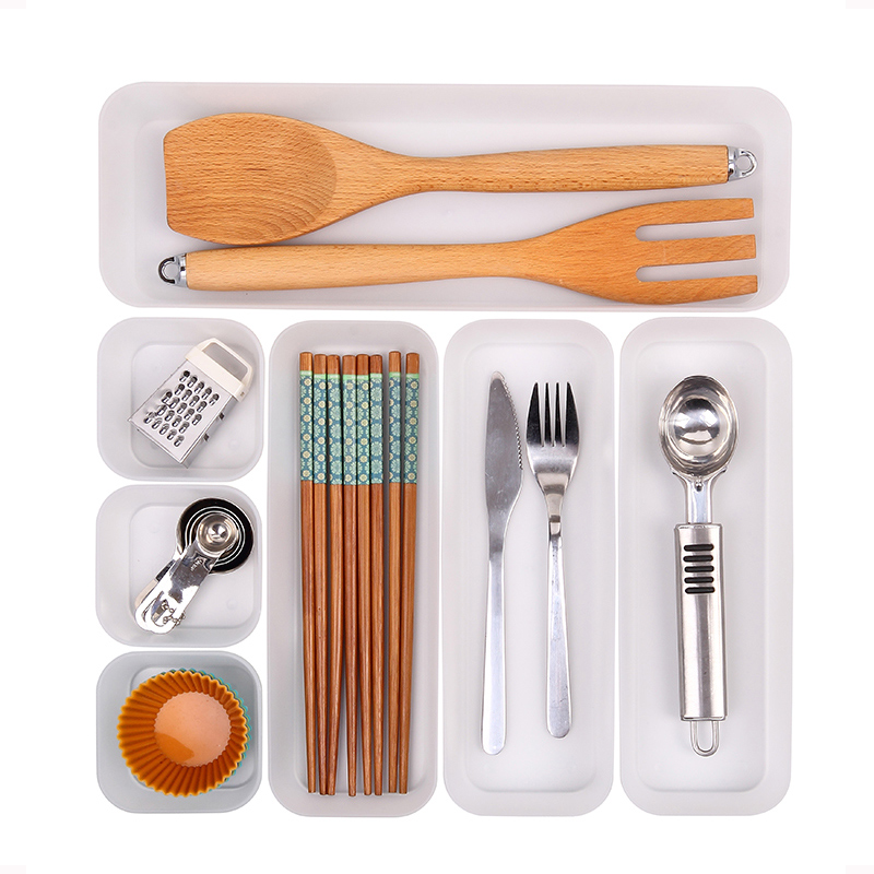 PP Drawer Organizer, Set of 7pcs, Slim (3*XS + 3*M + 1*XL)
