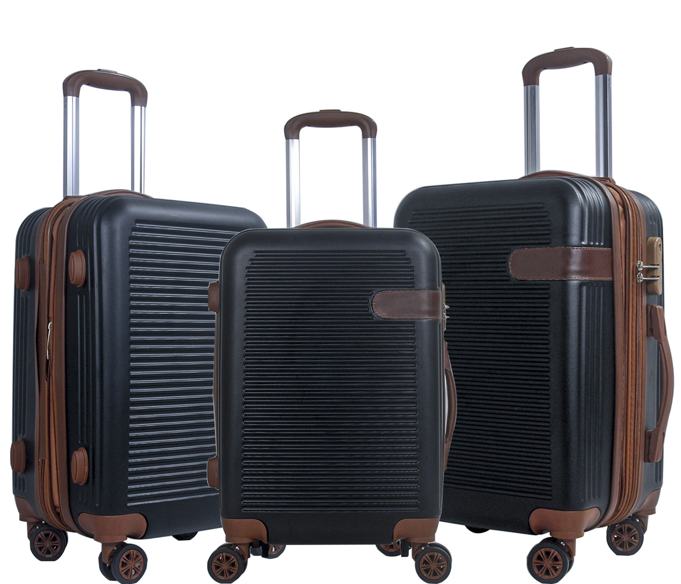 ABS hardshell 3pcs set travel luggage with lock and 4 wheels