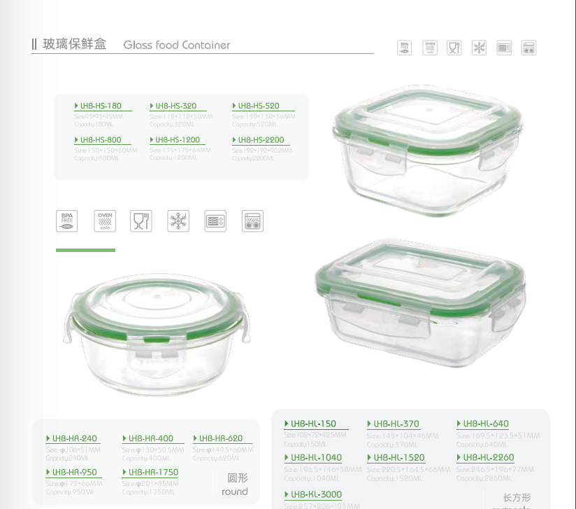 borosilicate glass food comtainer