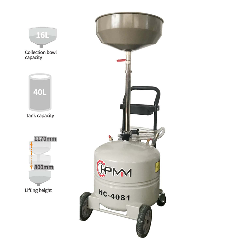 Waste oil drain container pneumatic suction drainer and changer tanks pan machine car oil drain