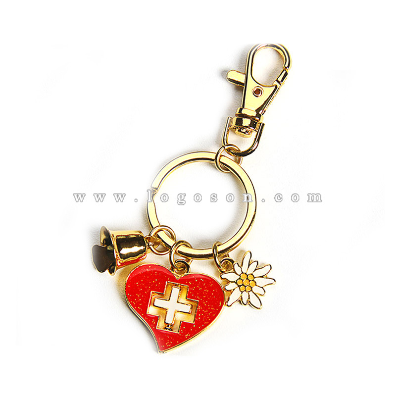 Switzerland Tourists Gift Aeolian Bells Edelweiss Pendant Swiss Keychains Souvenirs