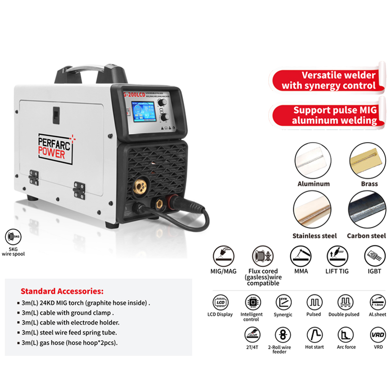 5 in 1 welding machine Gasless flux cored wire welding machine MMA Lift TIG double pulse MIG welder
