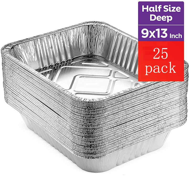 Half size aluminum foil pan with lid