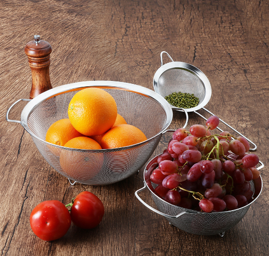 Stainless steel drain basket washing rice basket washing rice basket fruit and vegetable basket net