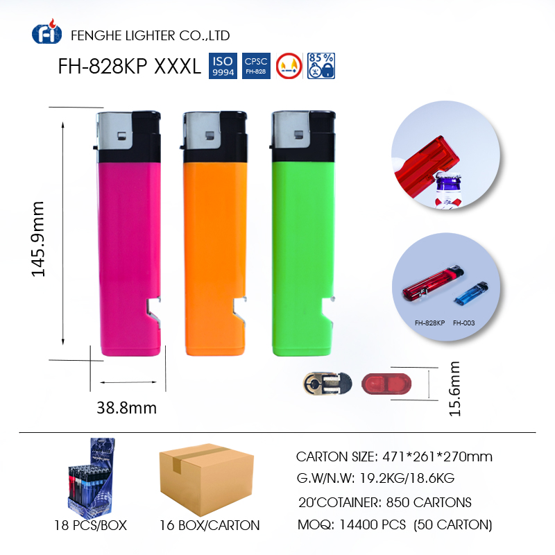 Oversized electronic lighter electronic lighter that can open bottles