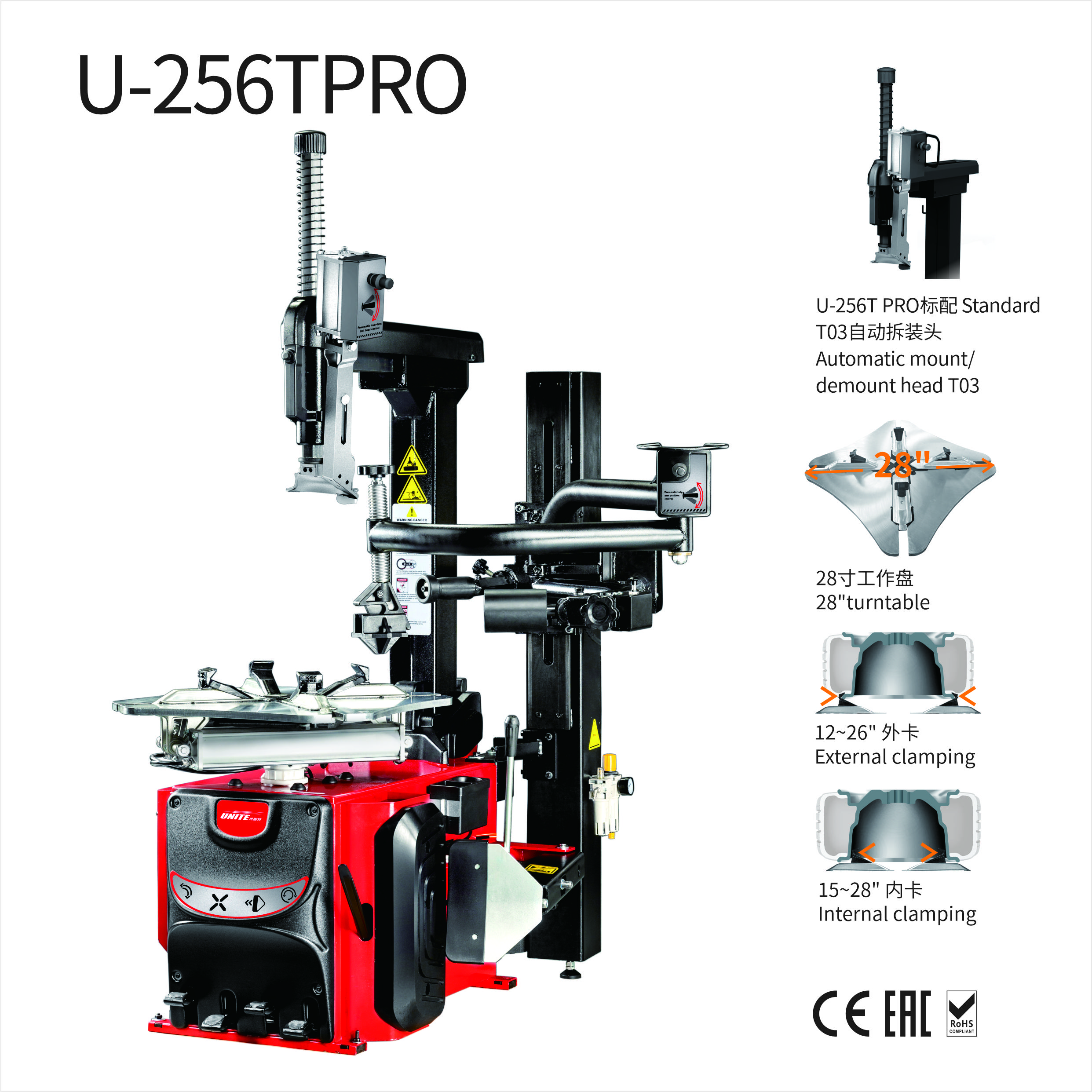 Tilt Back Fully Automatic Motorcycle Tire Changer and truck tyre changer machine 12-24"