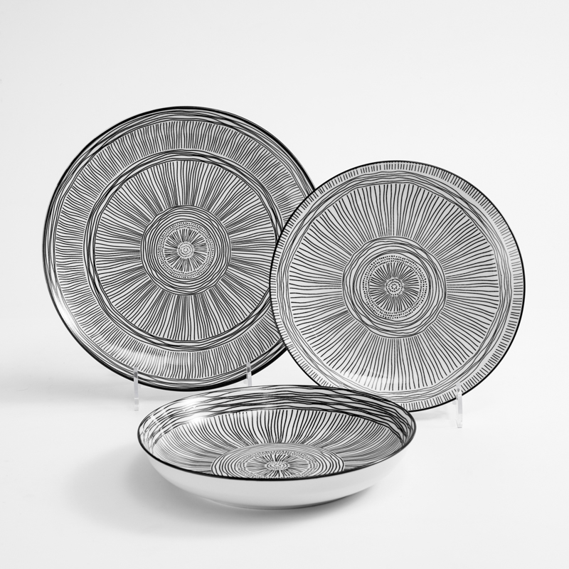 Japanese style simple line ceramic tableware