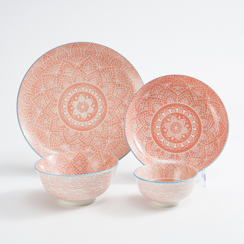 Bohemian natural orange ceramic tableware