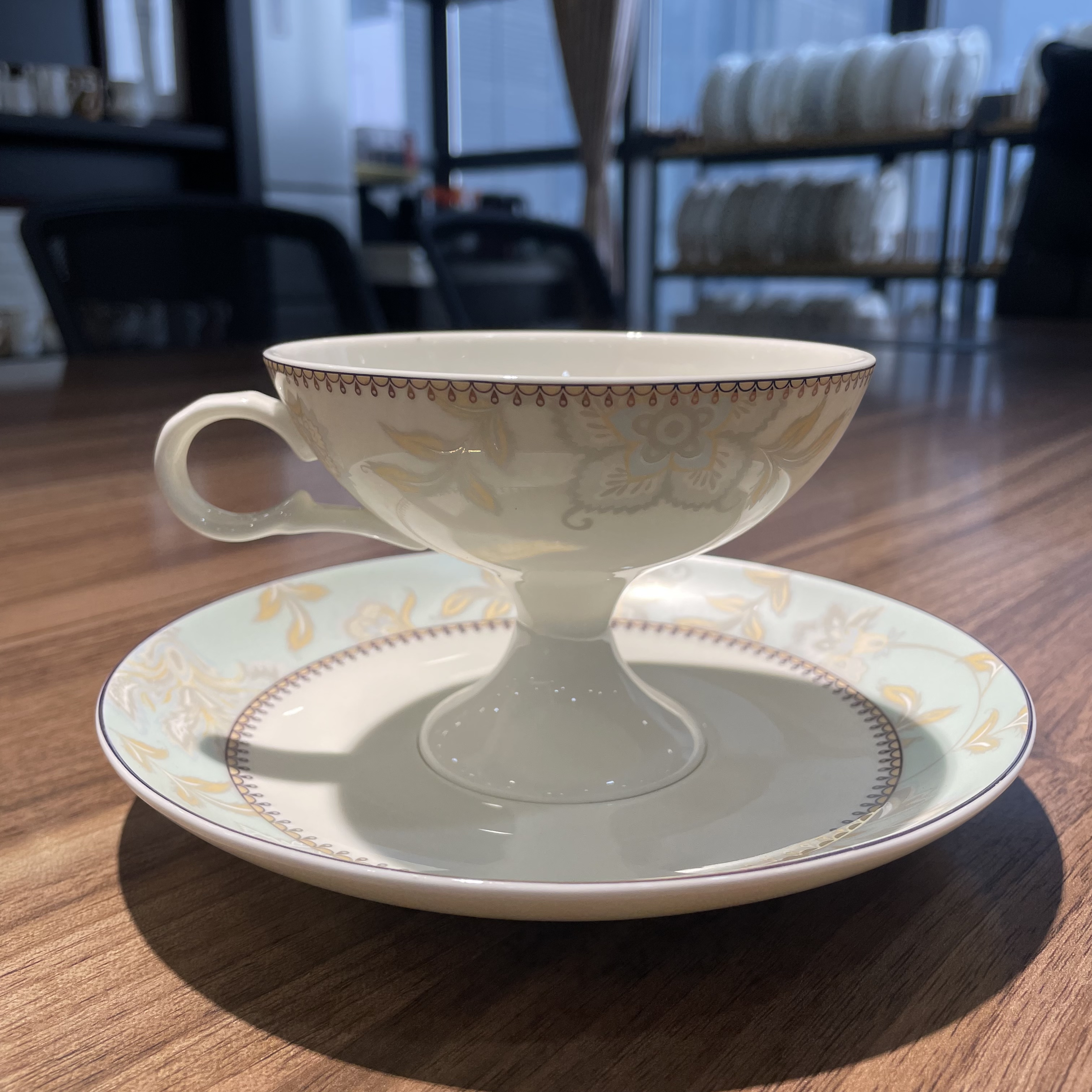 Fine bone china ice cream cup with floral decal