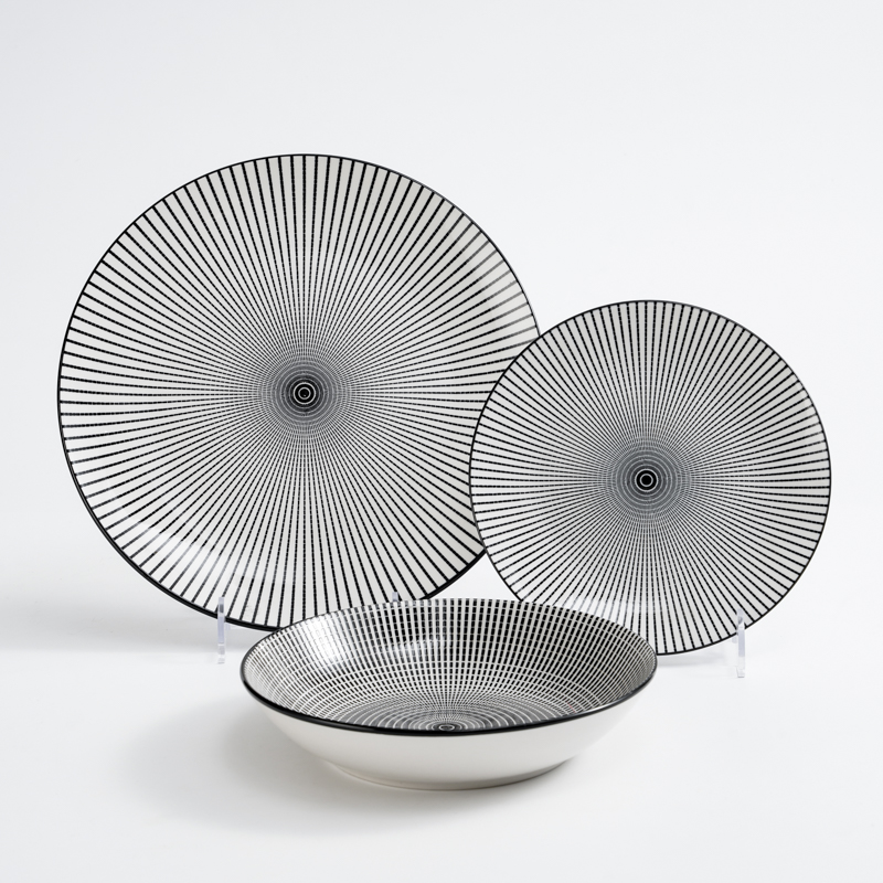 Black line products ceramic tableware
