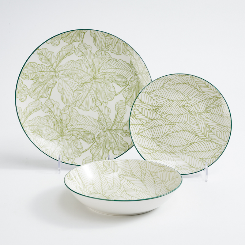 Green leaf line ceramic tableware