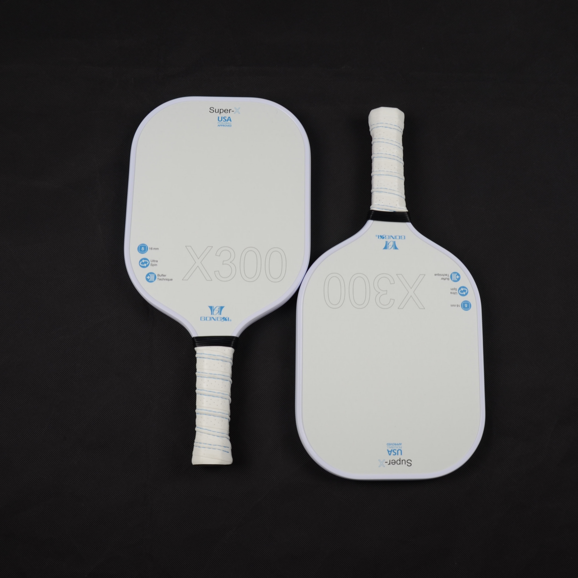 Elongated fiberglass pickleball paddle