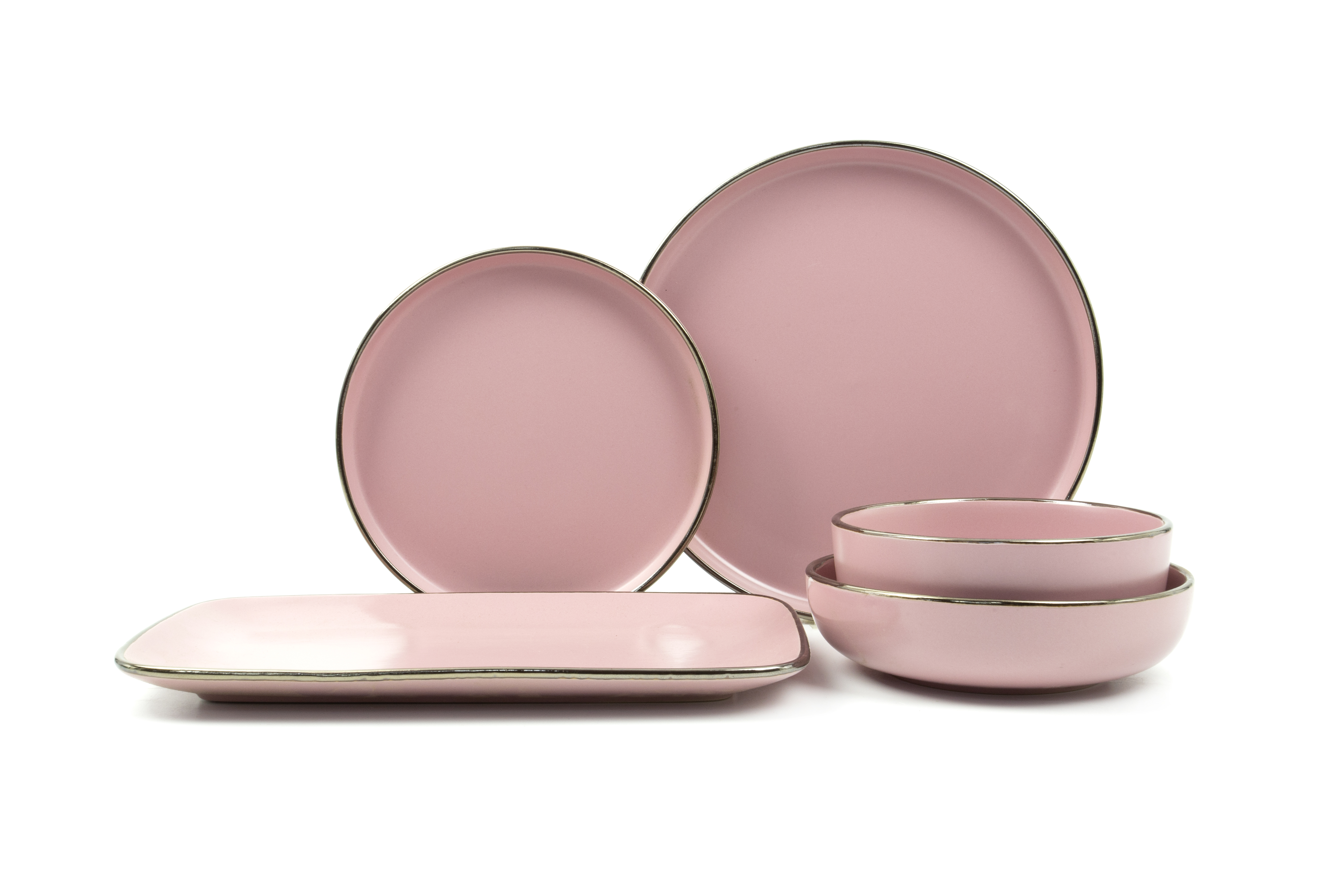 Solid Colour Porcelain wirh Metallic Rim Dinner Set