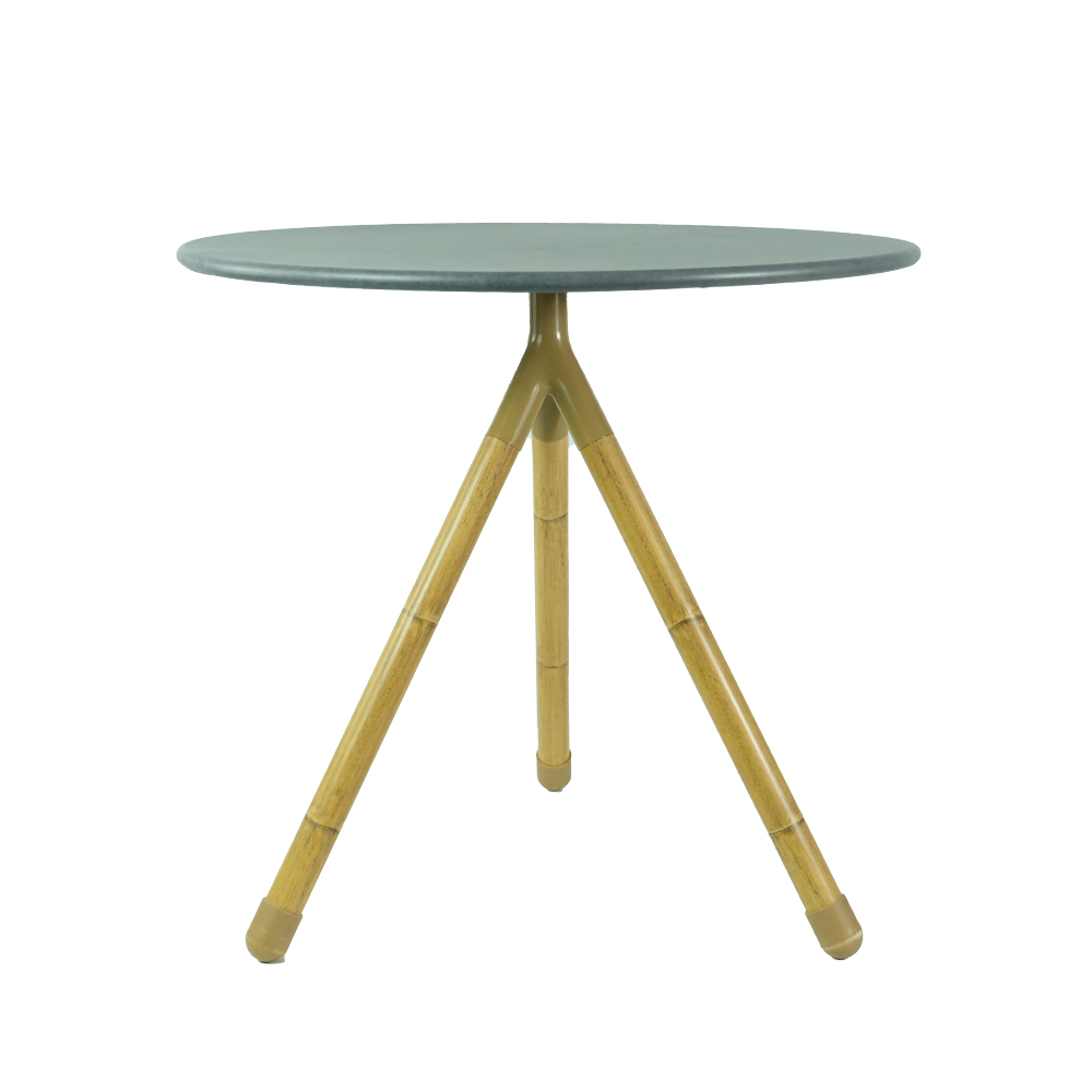 Knock down design metal coffee table with bamboo looking three legs,