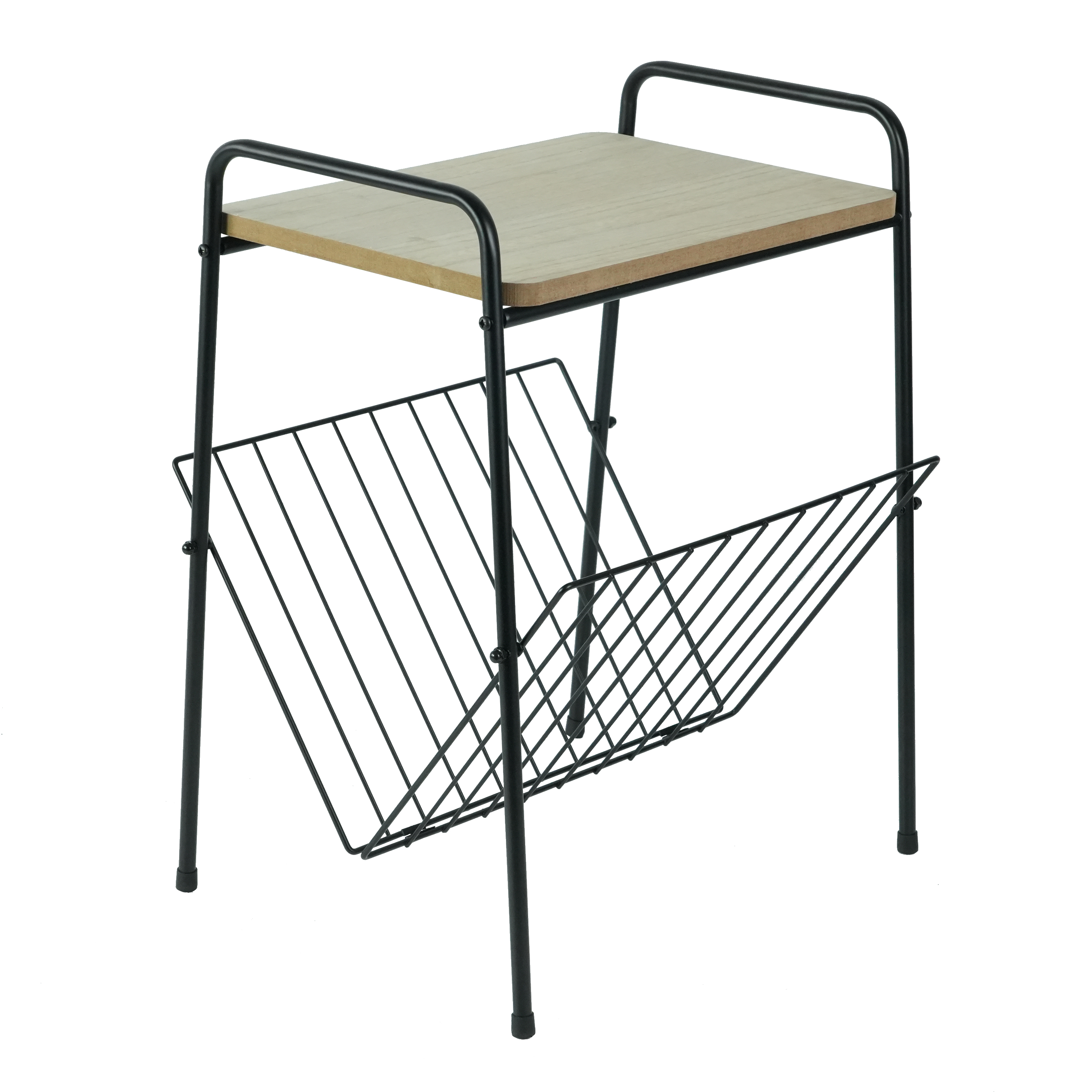 KD design small side table with MDF panel on the top and bottom with book shelf.