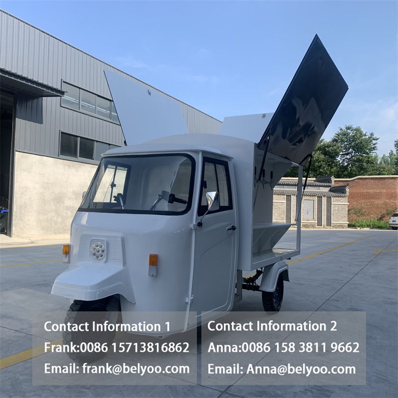 Belyoo Customized Color Logo Piaggio Ape Mobile Bar Electric Food Truck Tricycle Piaggio Tuk Tuk