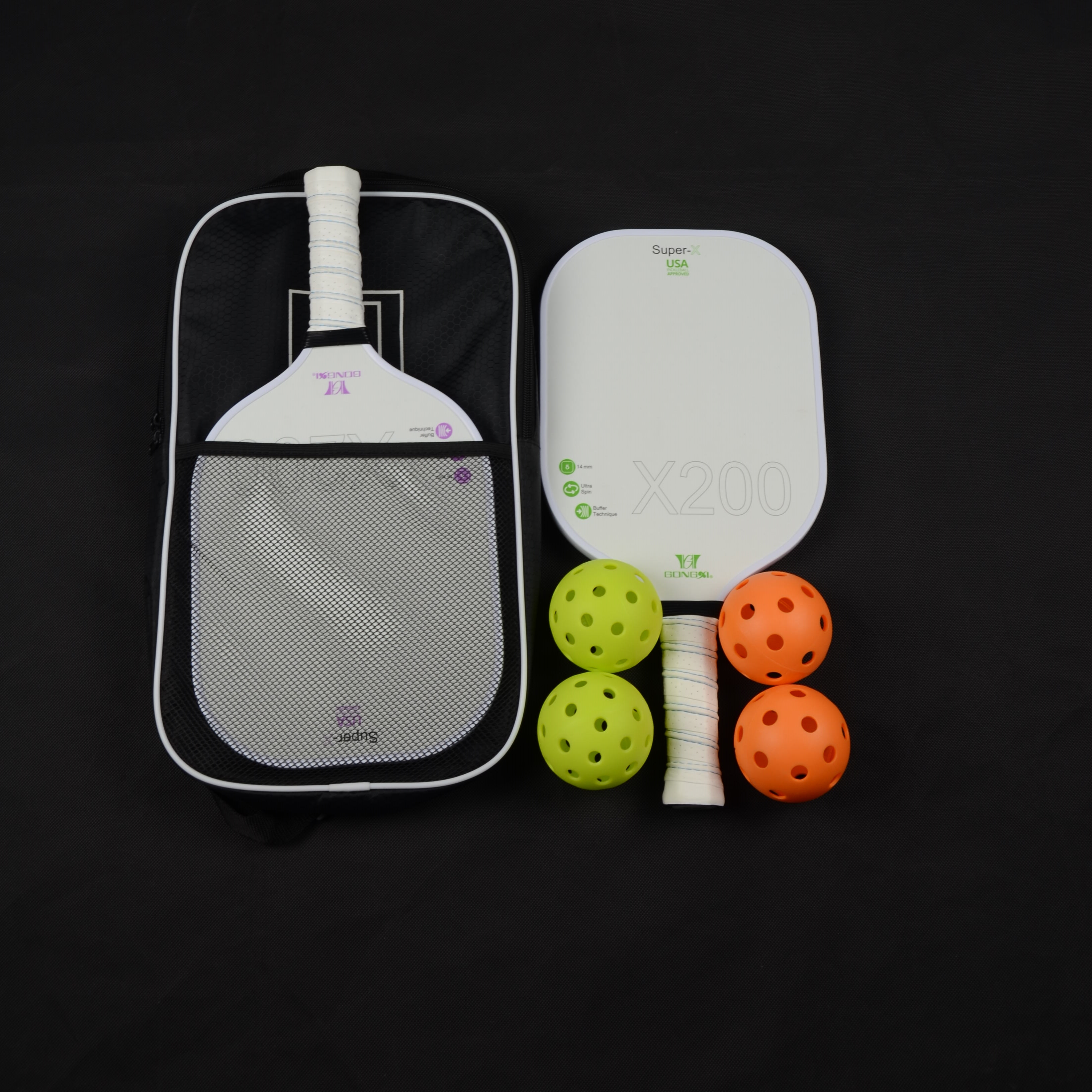 Elongated fiberglass pickleball paddle