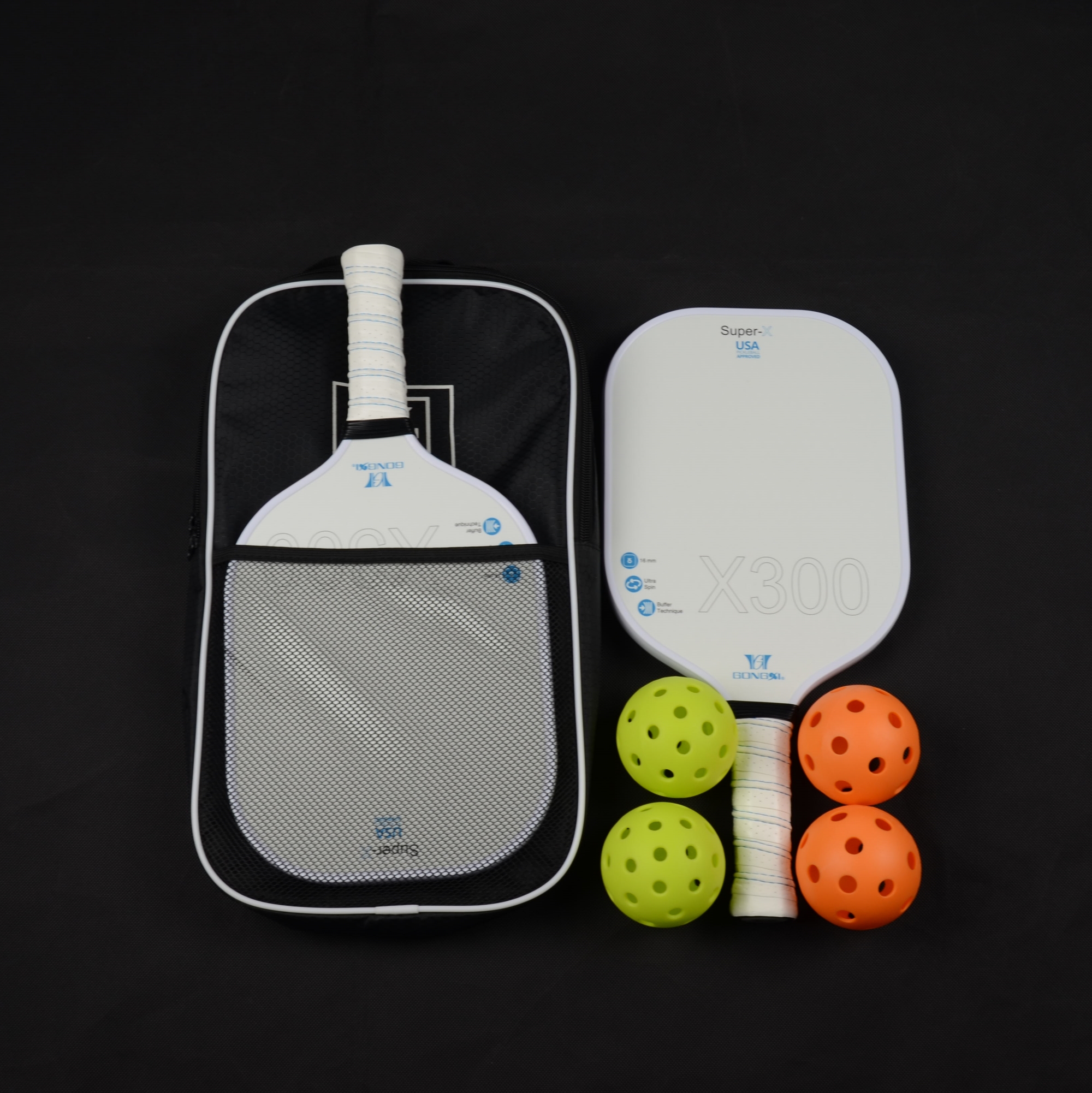 Elongated fiberglass pickleball paddle
