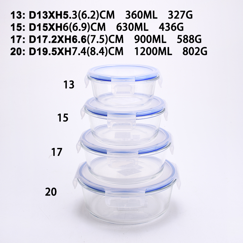 Round borosilicate glass food box