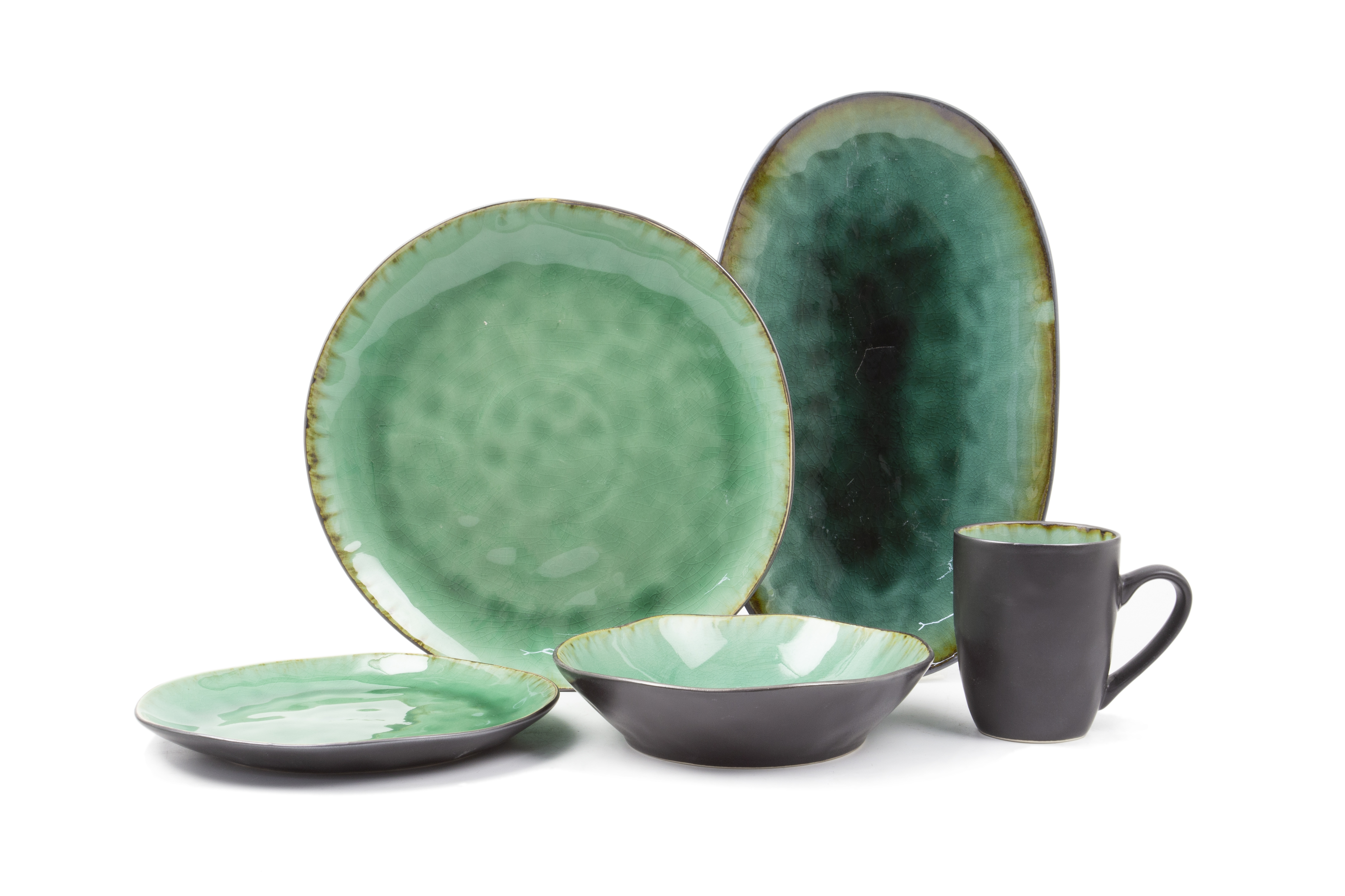 Cracked Glazed Porcelain Dinner Set