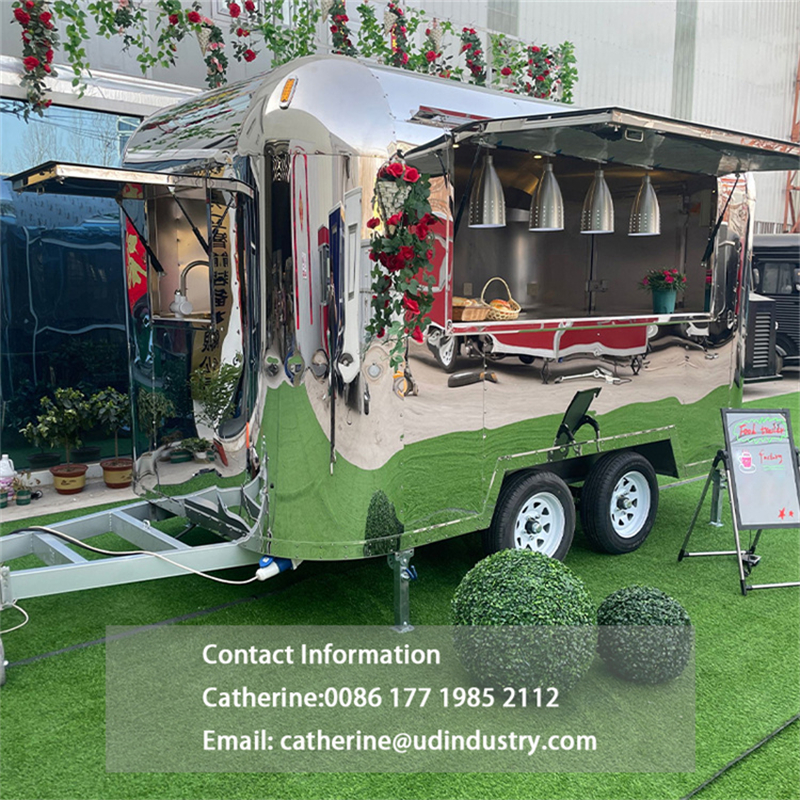 UD Mobile Bar BBQ Cart Burger Van Stainless Steel Catering Trailer Food Truck Airstream Food Trailer