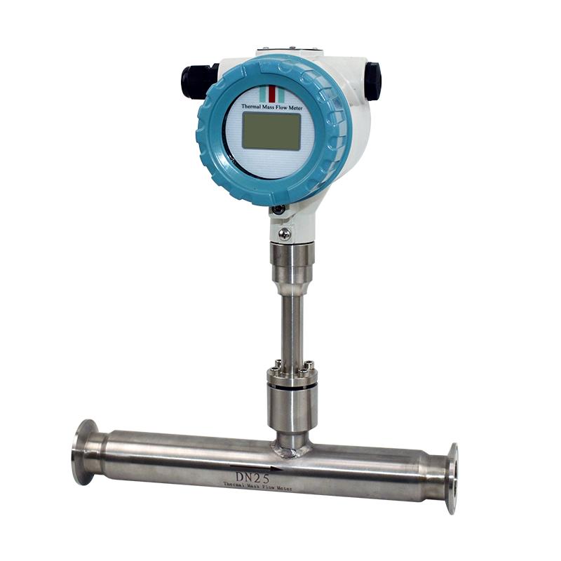 Food industry sanitary type process control thermal mass flow meter