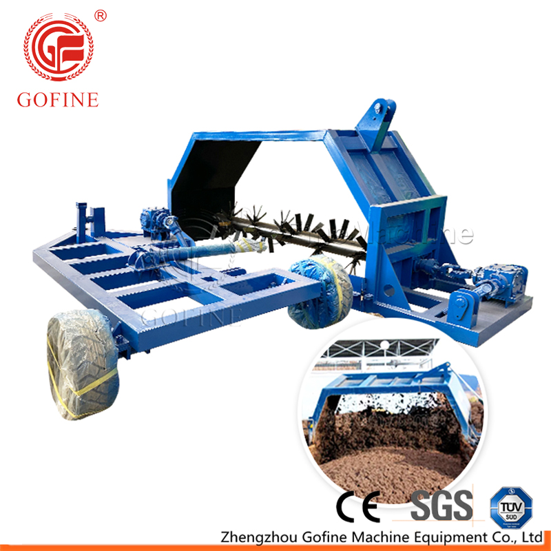 Gofine pull-type compost turner for food waste organic fertilizer composting machine moving