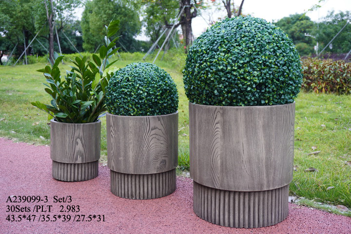 18.5" Fraxinus mandshurica circular indoor and outdoor FRP decorative flower pot garden