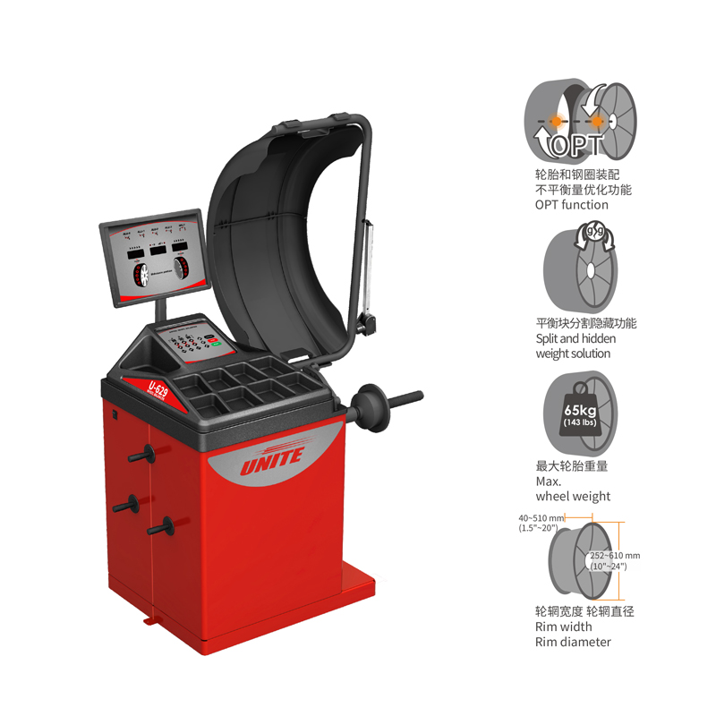 u-629awl LCD display wheel balancing machine automatic 10"-24" laser pointer wheel balancing machine