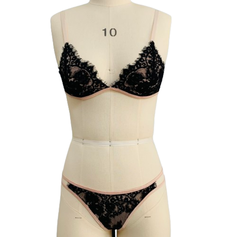 Sexy Perspective Lace Underwear Two Piece Embroidered Fun thong Set