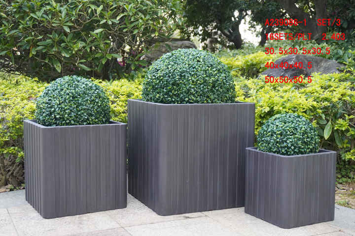 20" square wooden stripe indoor and outdoor FRP decorative flower pot garden