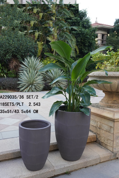 25" conical striped interior and outdoor FRP decorative flower pot garden