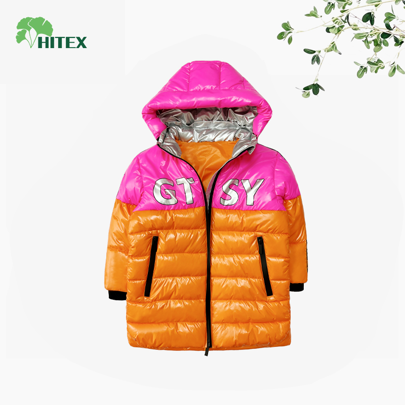 Hitex Girls Woven Padding Contract Color Jackets With Hood